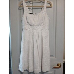 Maurices Dress Women’s 11 White Eyelet Lined Midi Dress 90s Style Empire Waist